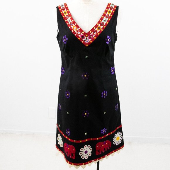 Moschino M/L Elephant Indian Party Dress Black - Picture 1 of 9
